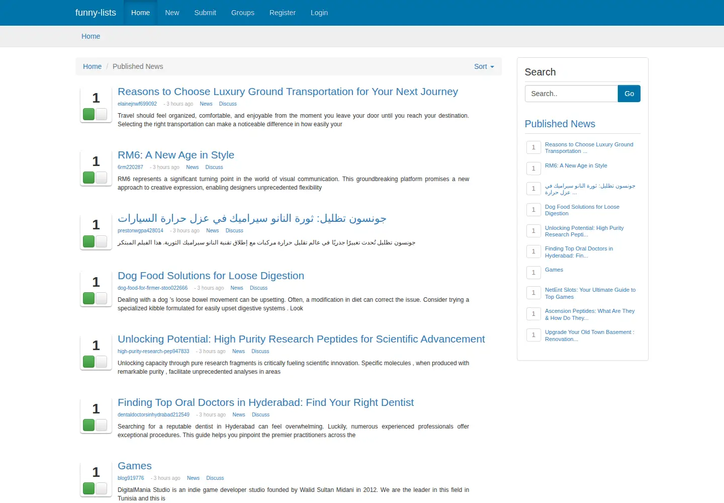 Screenshot of funny-lists.com
