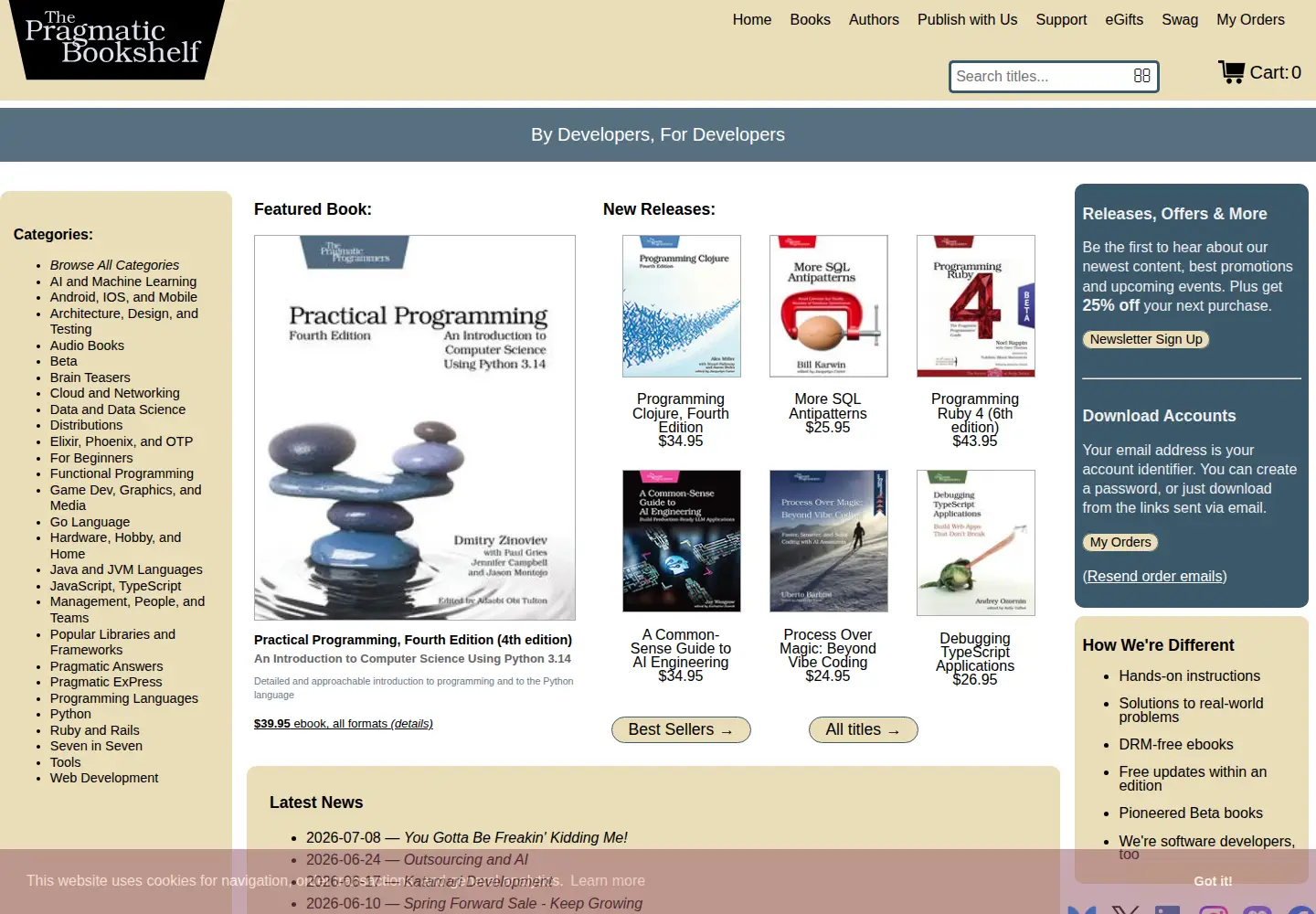 Screenshot of pragmaticprogrammer.com