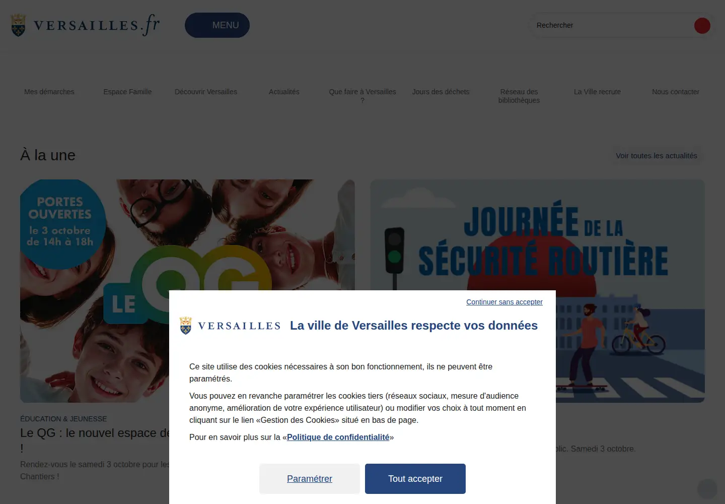 Screenshot of versailles.fr