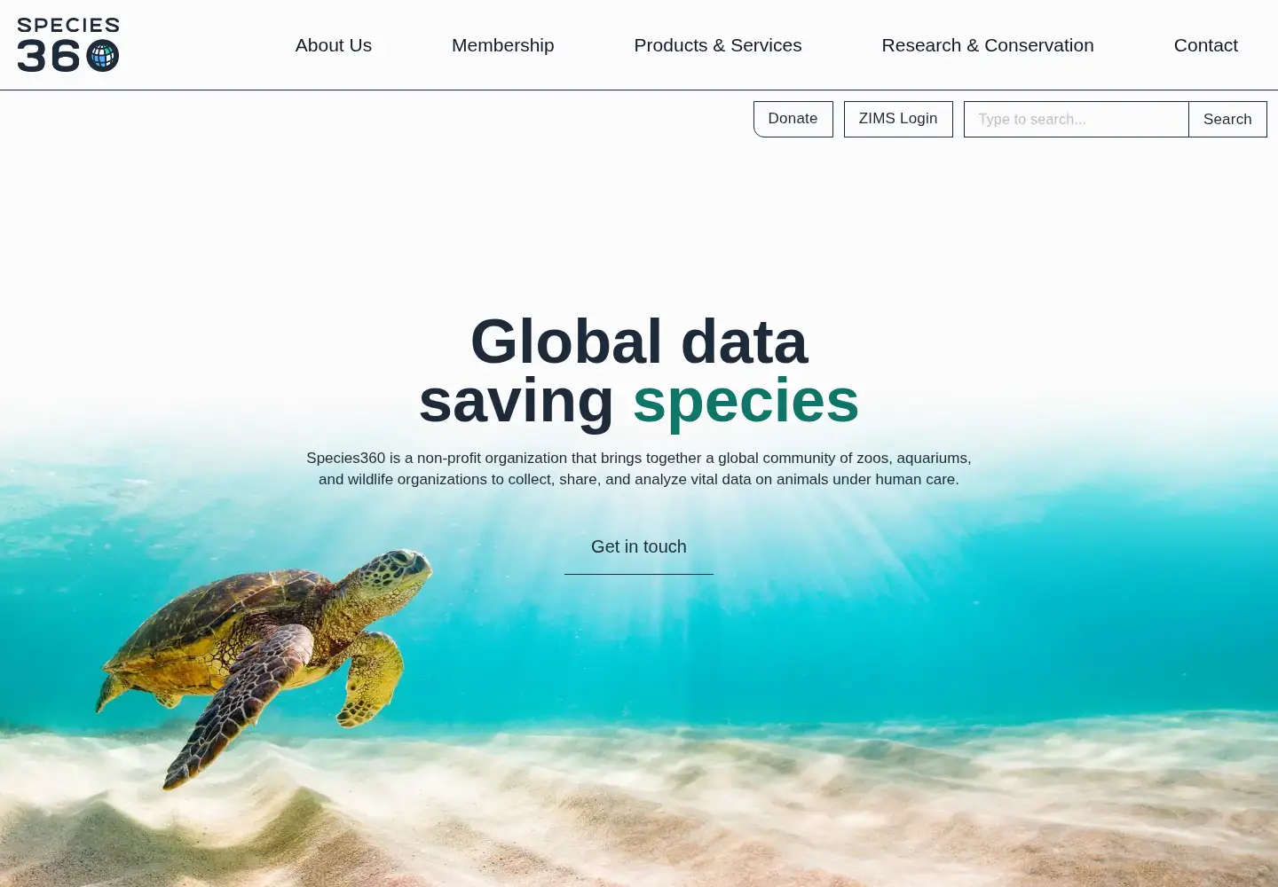 Screenshot of species360.org