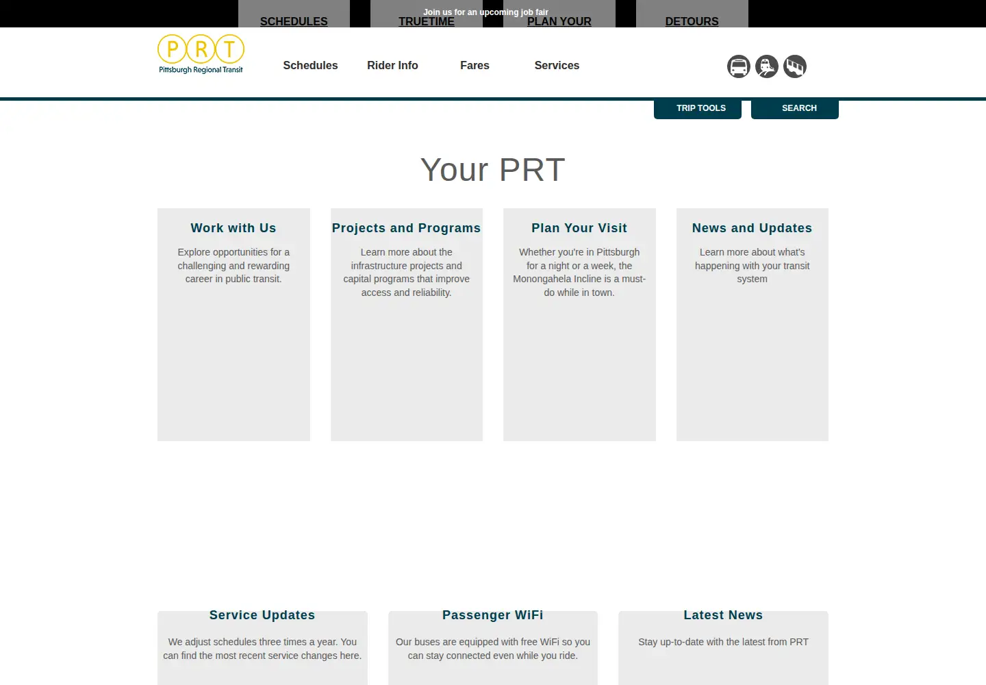 Captured homepage of rideprt.org in the current scan