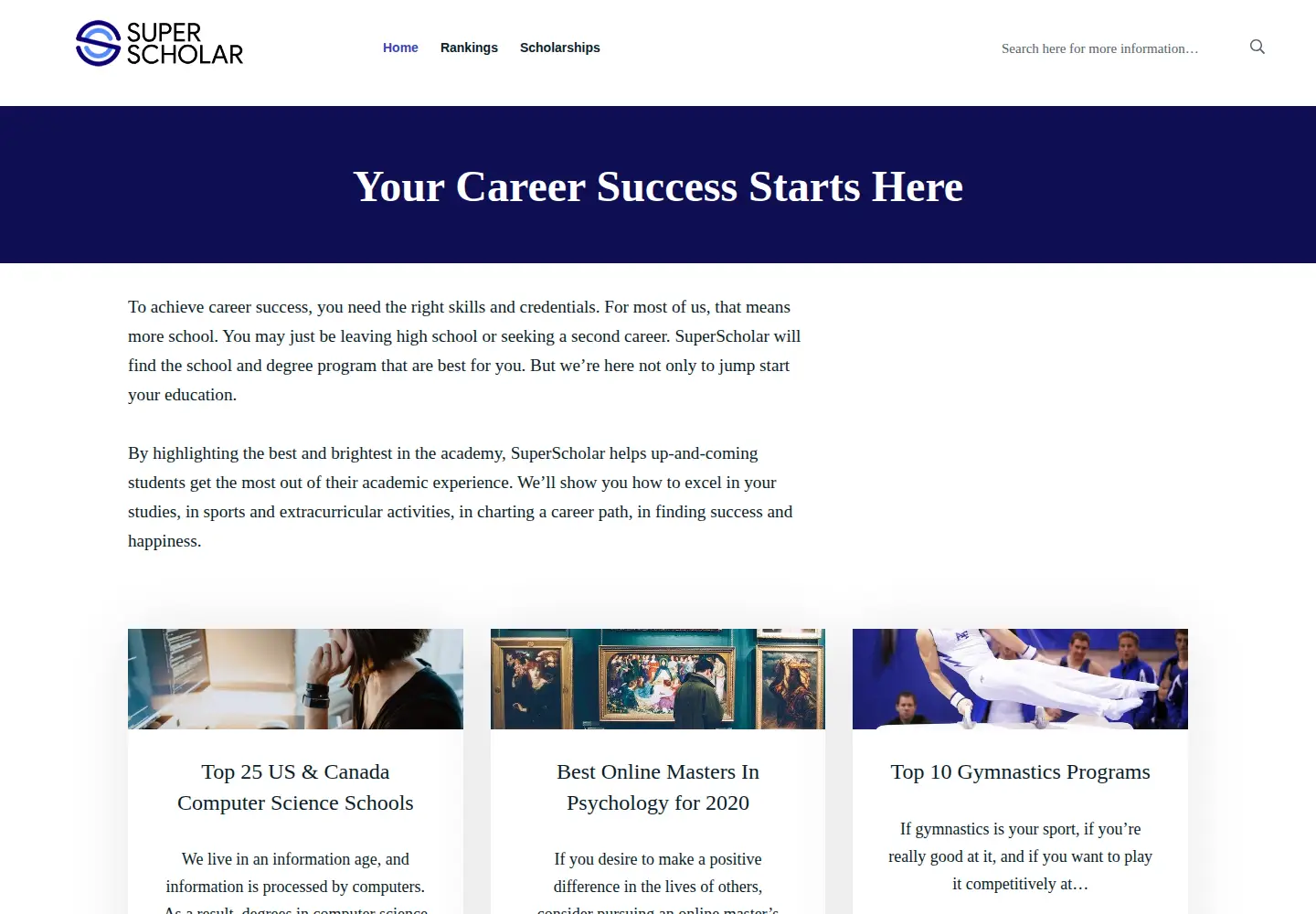 Screenshot of superscholar.org