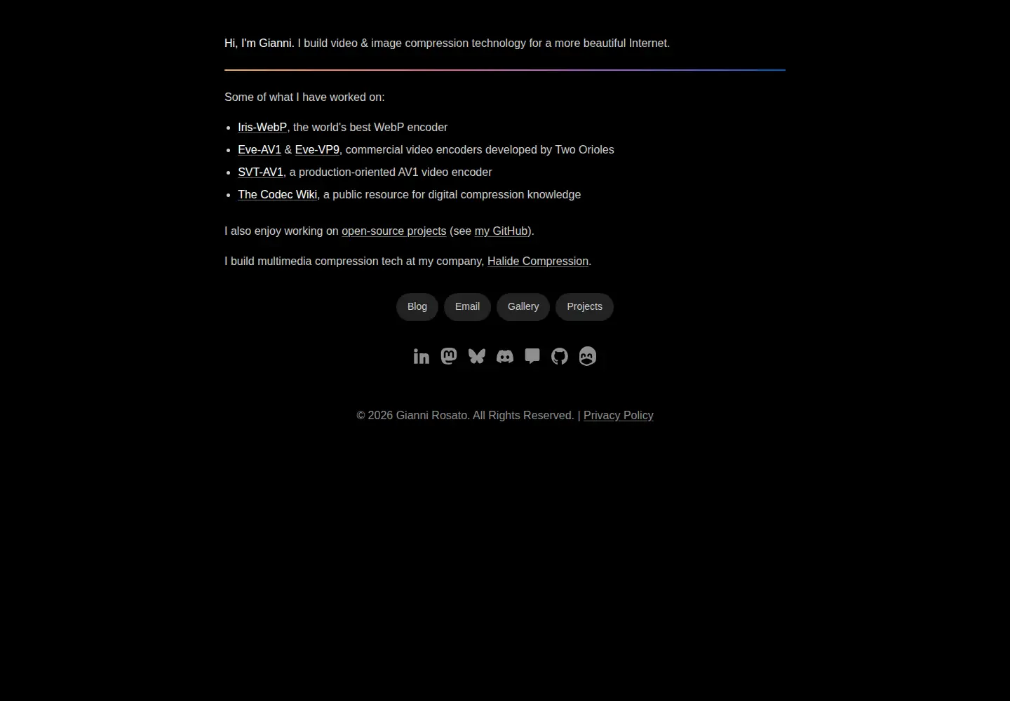 Screenshot of giannirosato.com
