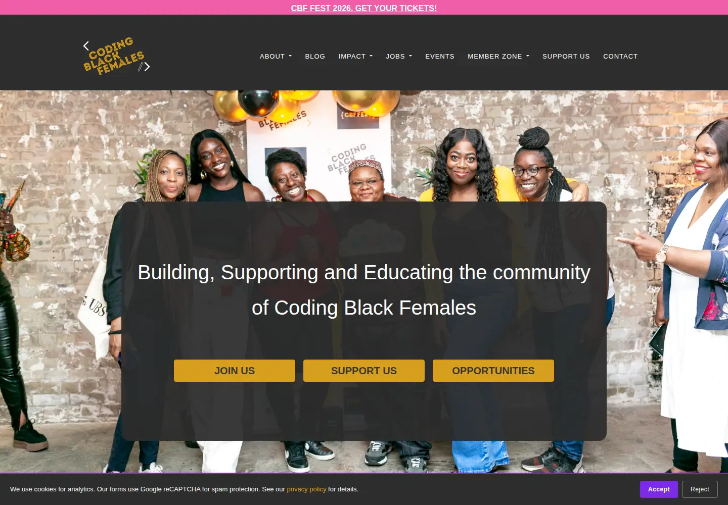 Screenshot of codingblackfemales.com