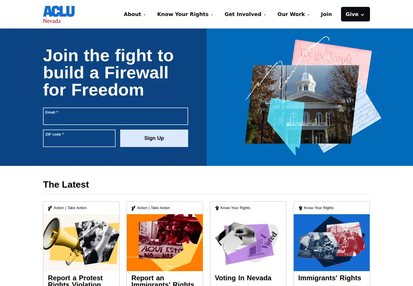 Screenshot of aclunv.org