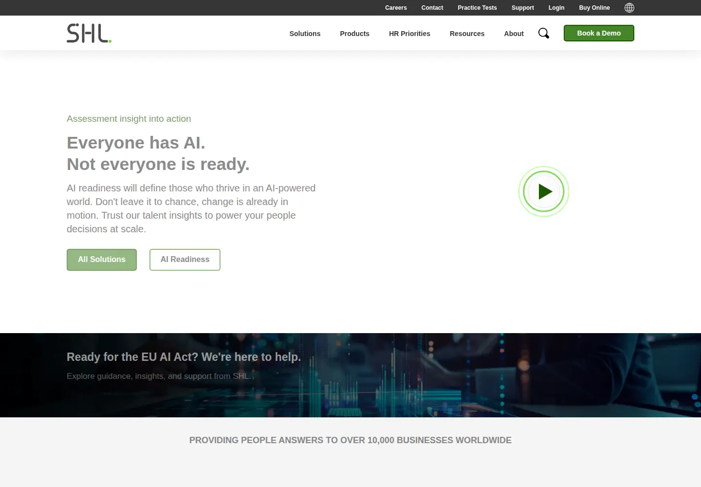 Screenshot of shl.com