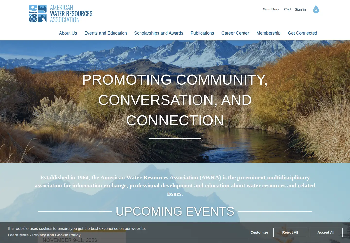 Captured homepage of awra.org in the current scan