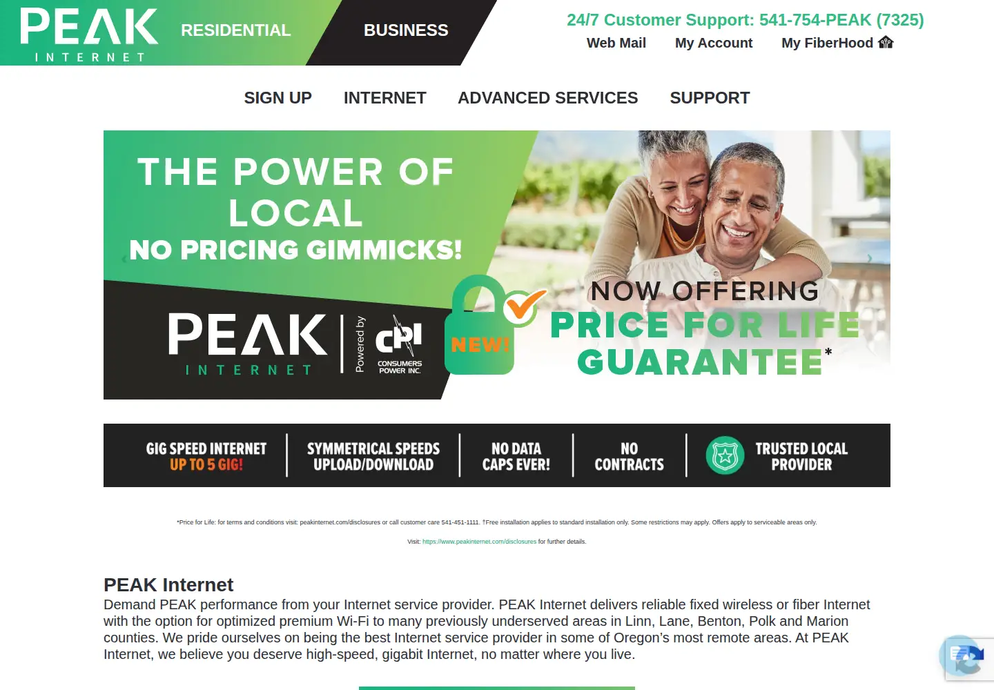 Screenshot of peak.org