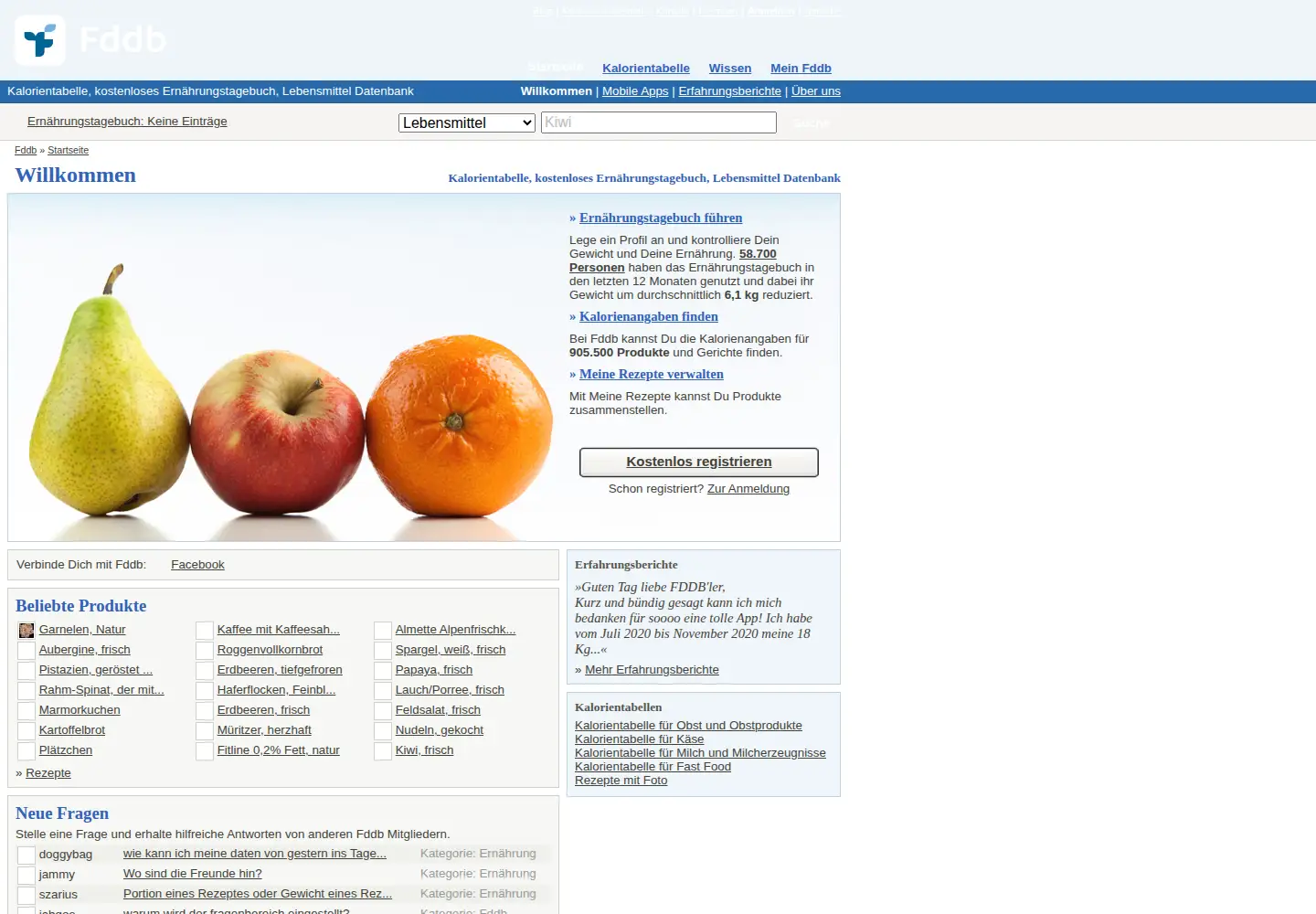 Screenshot of fddb.info