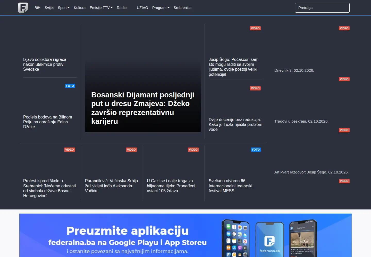 Screenshot of federalna.ba
