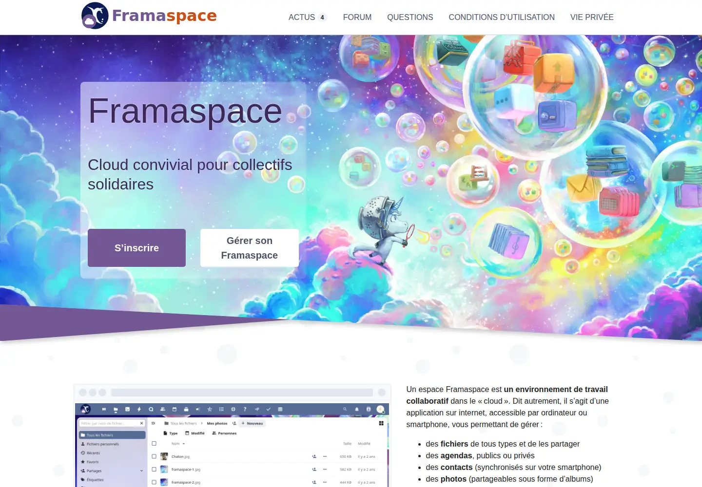Captured homepage of frama.space in the current scan