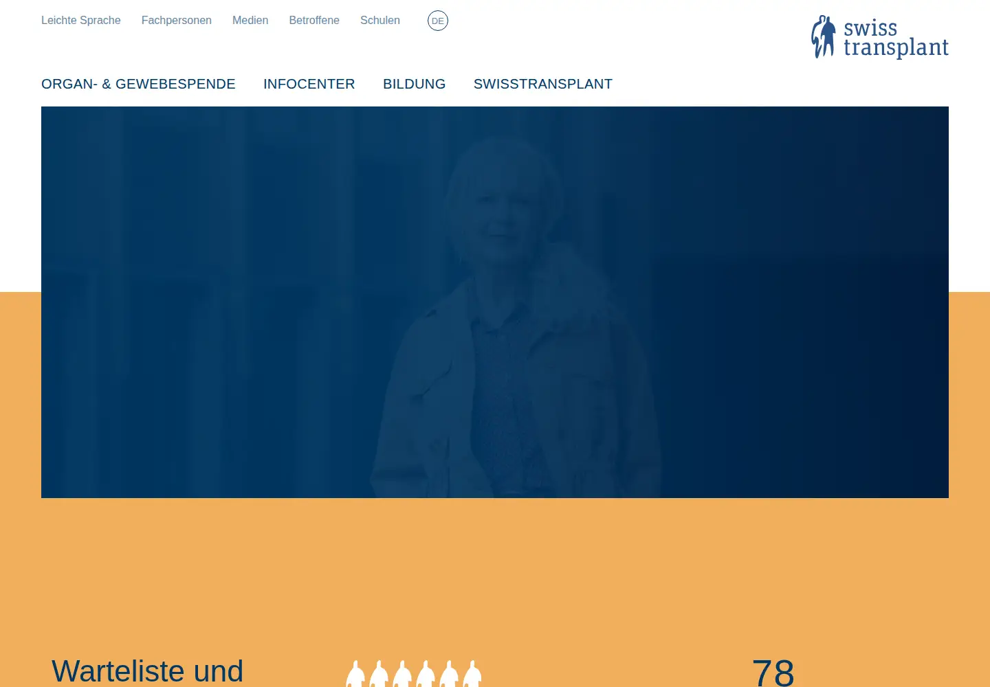 Captured homepage of swisstransplant.org in the current scan