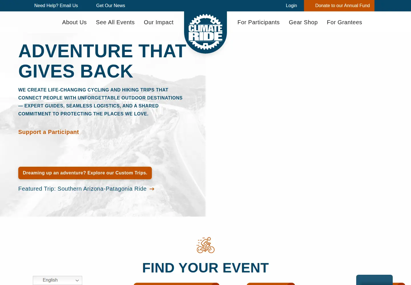 Screenshot of climateride.org
