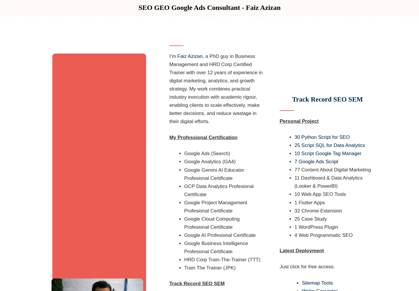 Screenshot of faizazizan.com