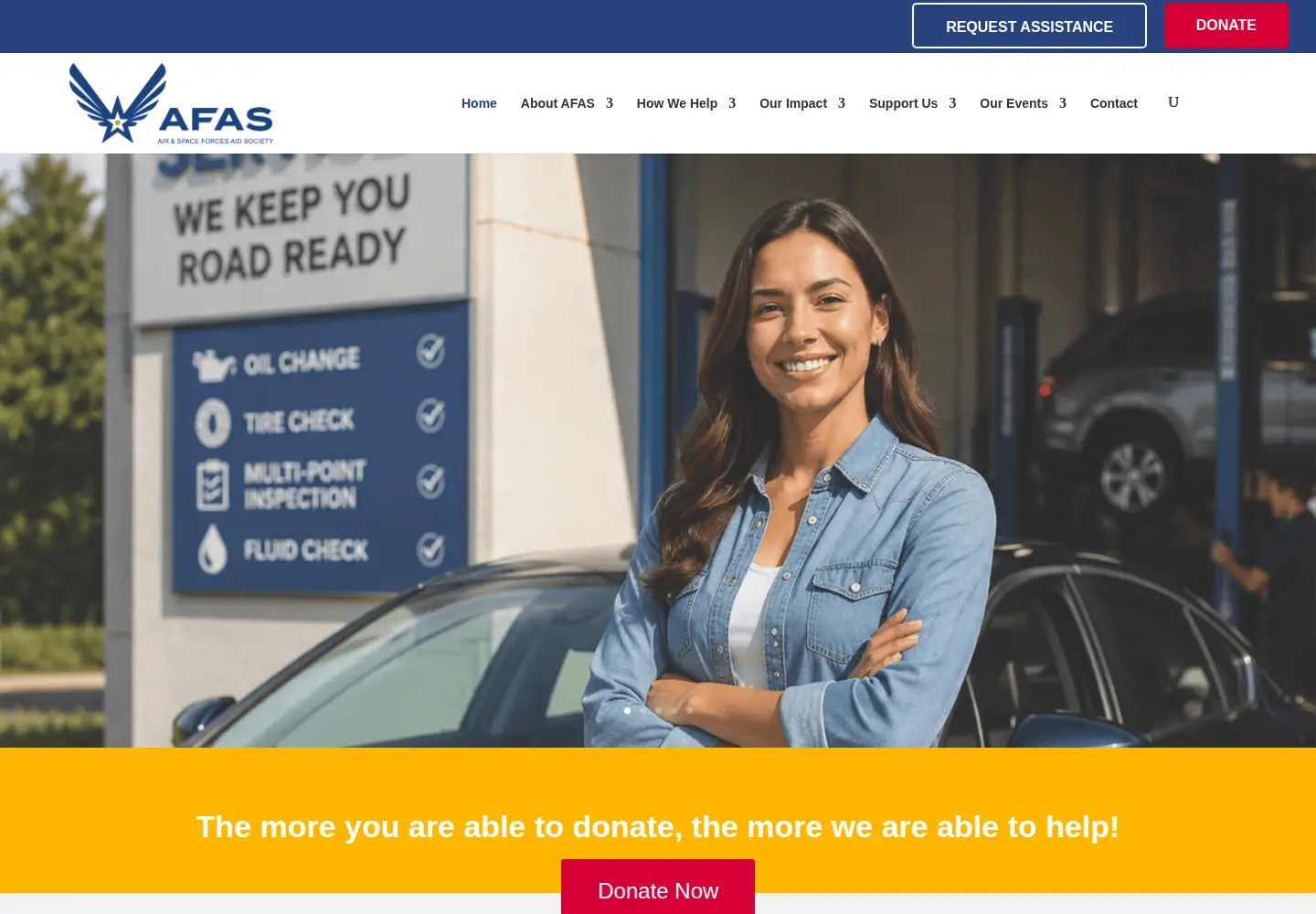 Captured homepage of afas.org in the current scan