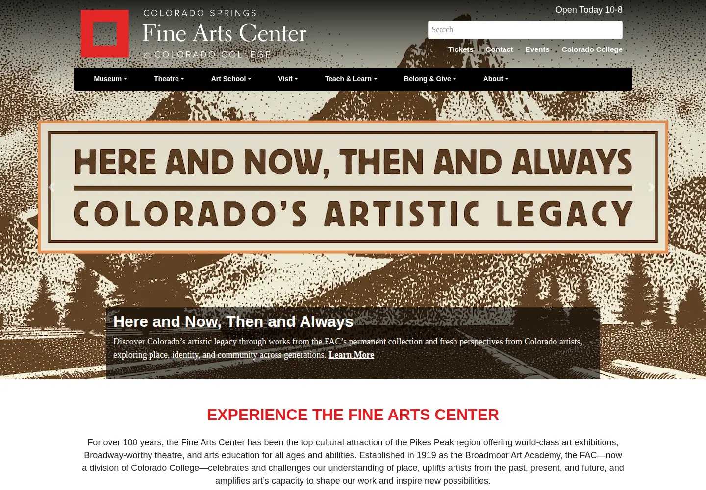 Screenshot of csfineartscenter.org