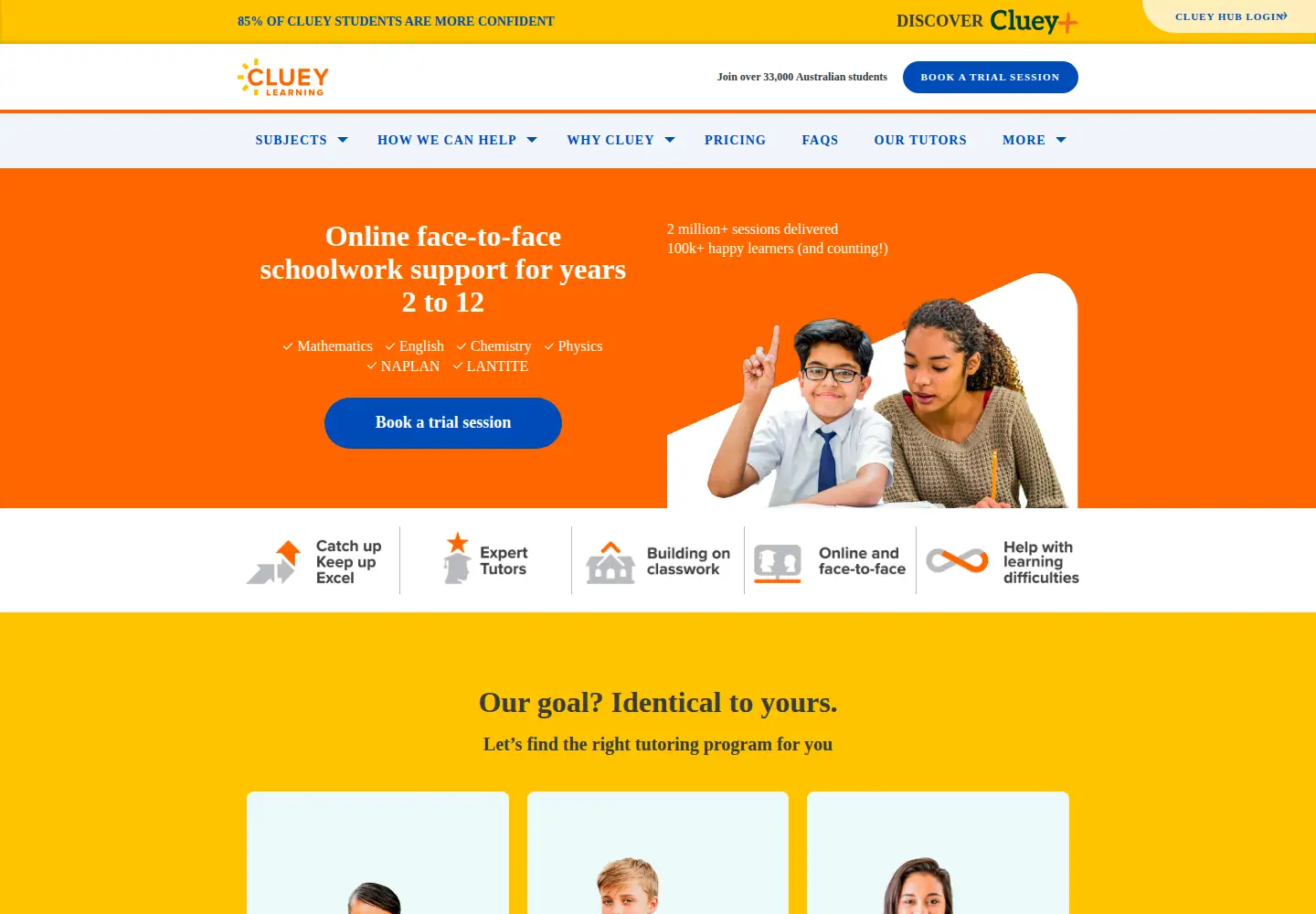 Screenshot of clueylearning.com.au