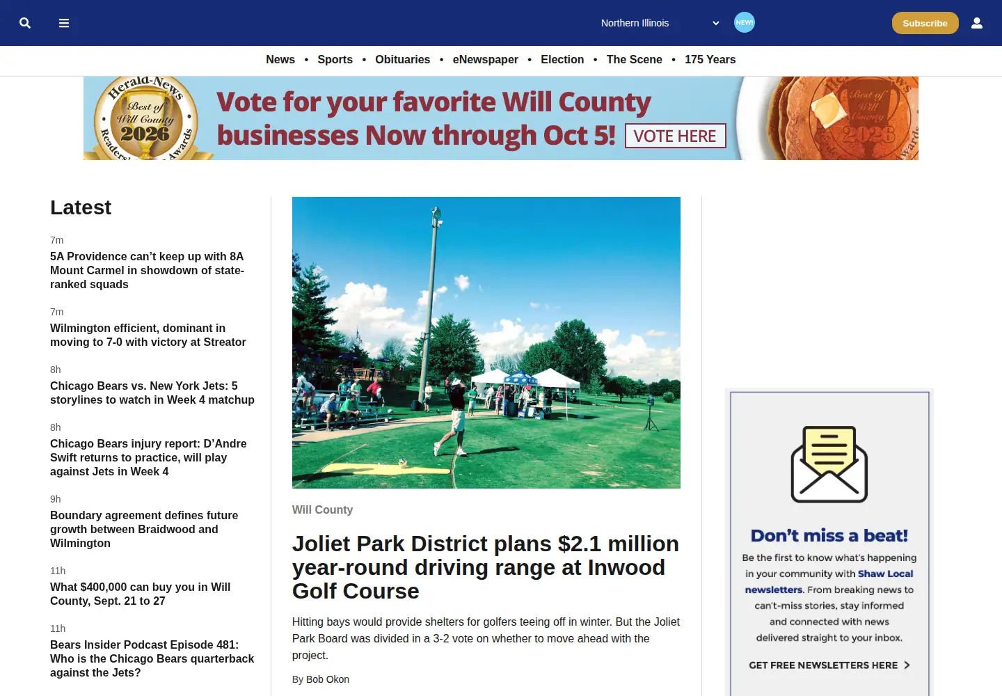 Captured homepage of theherald-news.com in the current scan