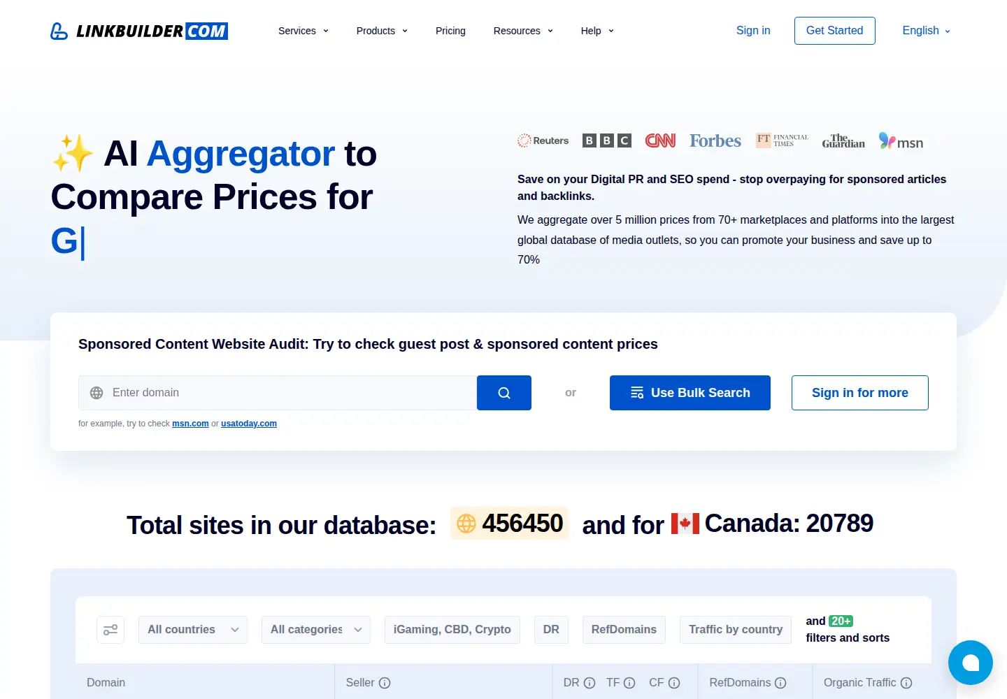 Screenshot of linkbuilder.com
