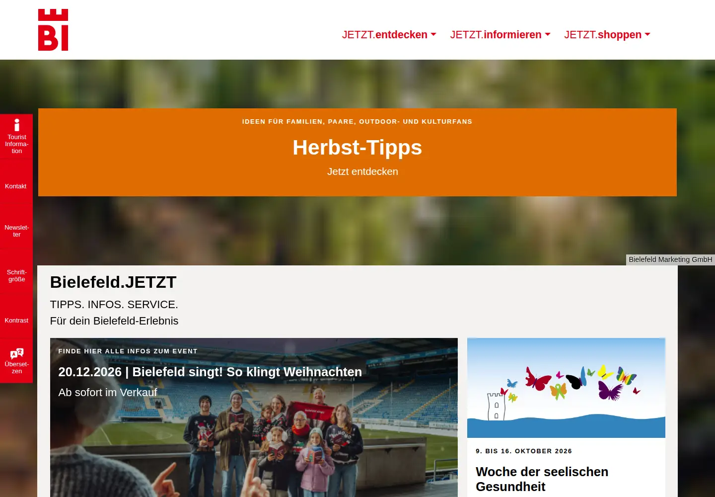 Captured homepage of bielefeld.jetzt in the current scan