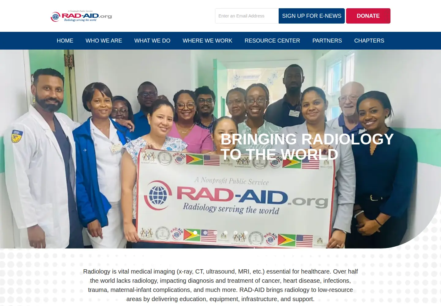 Captured homepage of rad-aid.org in the current scan