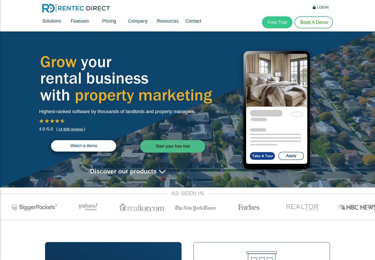 Captured homepage of rentecdirect.com in the current scan