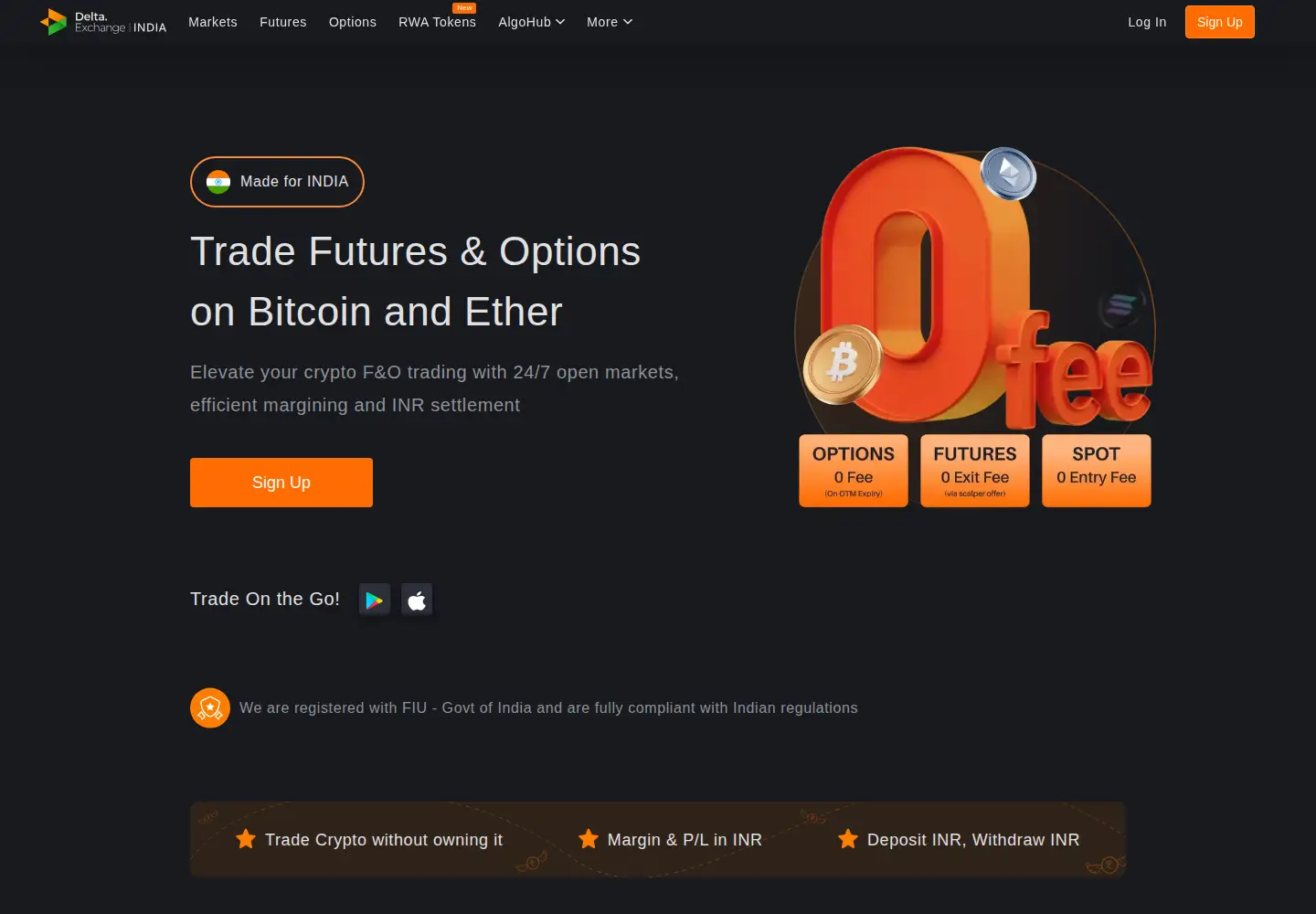Captured homepage of delta.exchange in the current scan