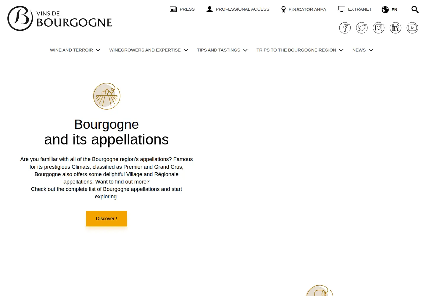Screenshot of bourgogne-wines.com