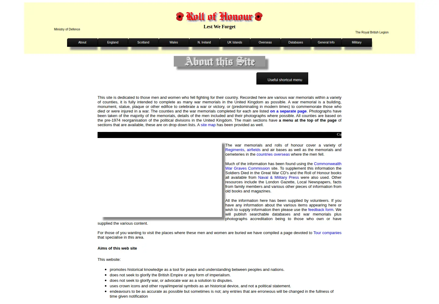 Screenshot of roll-of-honour.com