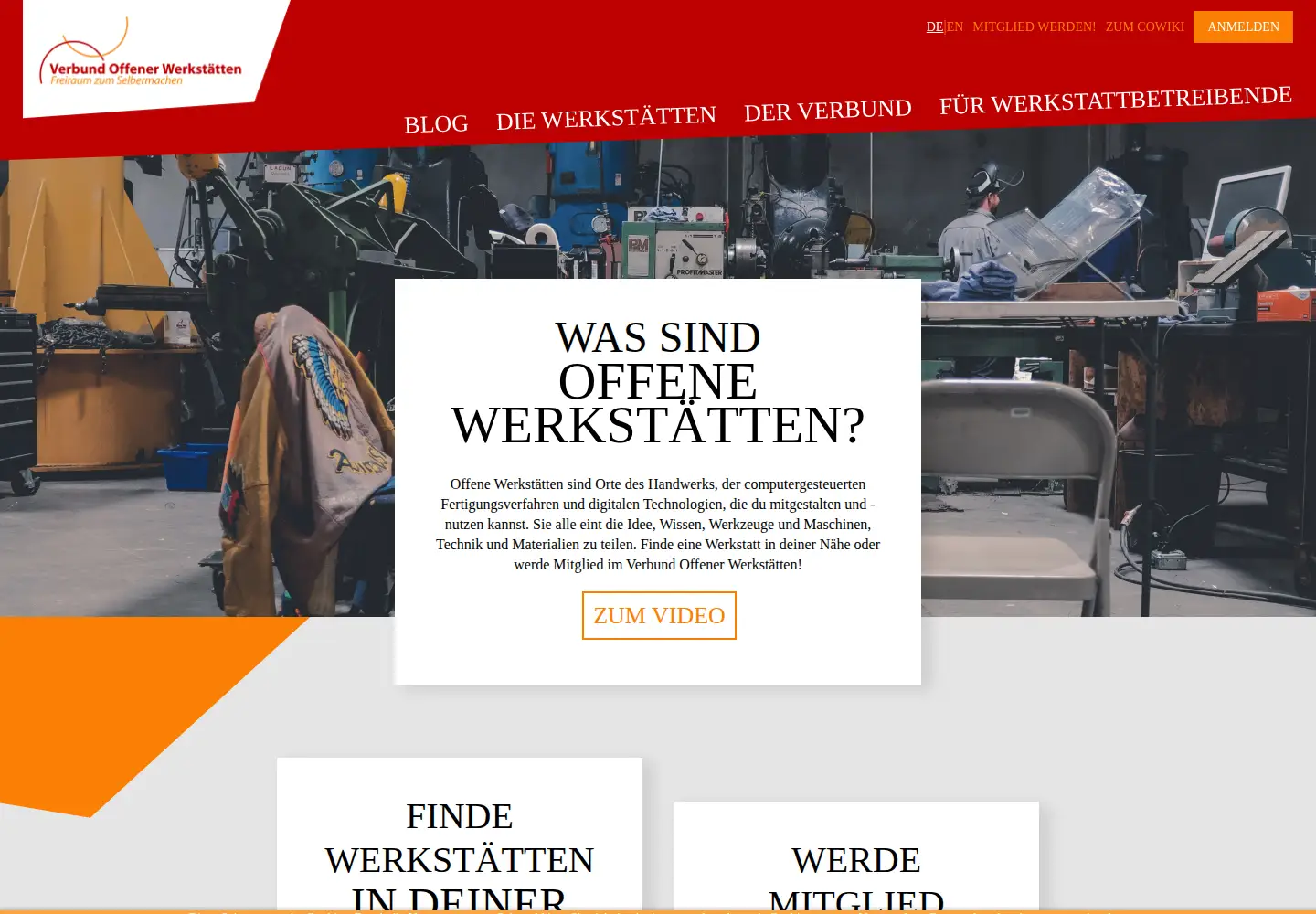 Captured homepage of offene-werkstaetten.org in the current scan