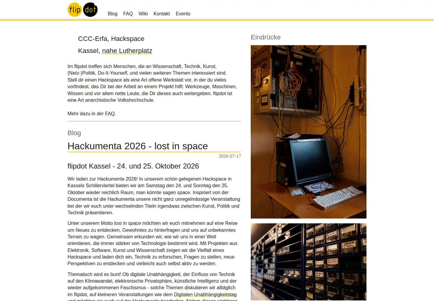 Screenshot of flipdot.org