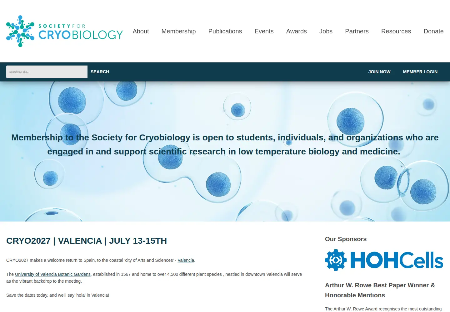 Screenshot of societyforcryobiology.org