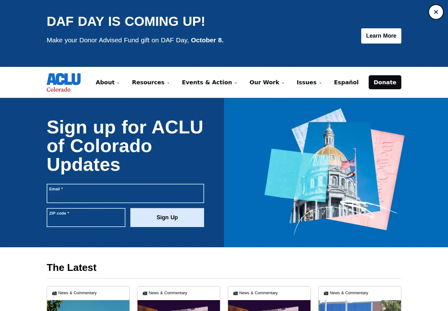 Screenshot of aclu-co.org