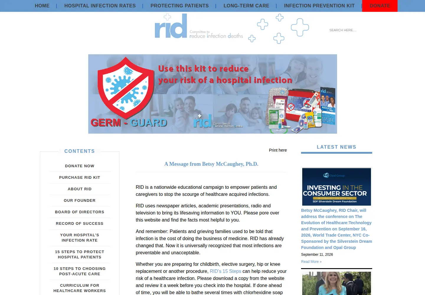 Screenshot of hospitalinfection.org
