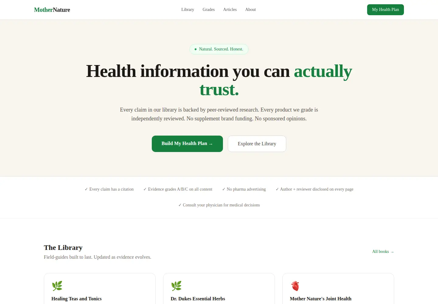 Screenshot of mothernature.com