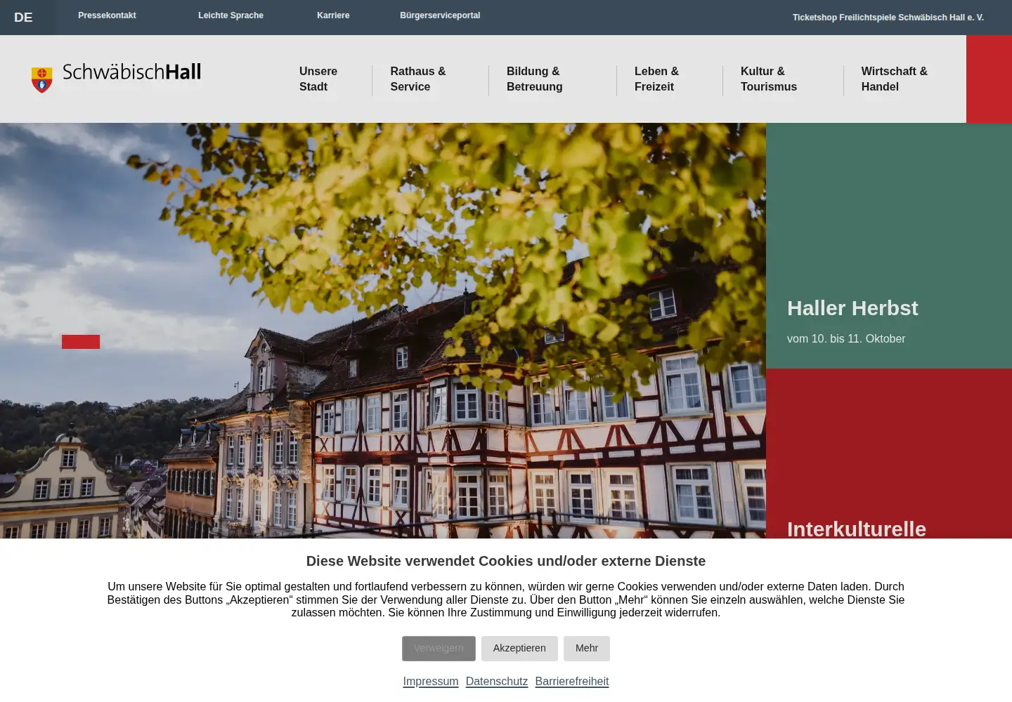 Screenshot of schwaebischhall.de