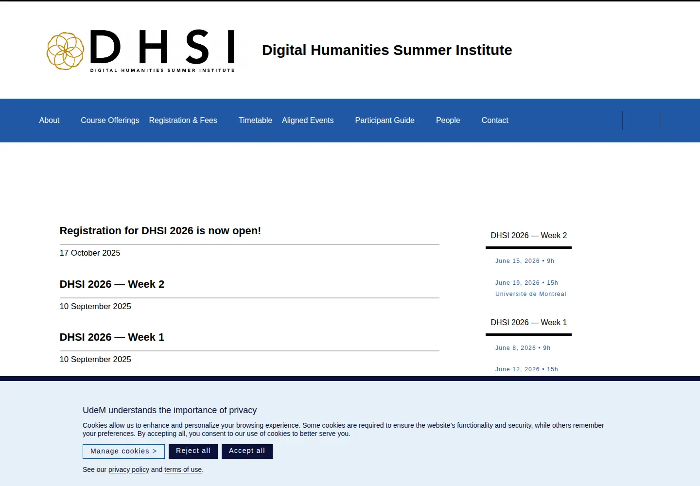 Screenshot of dhsi.org