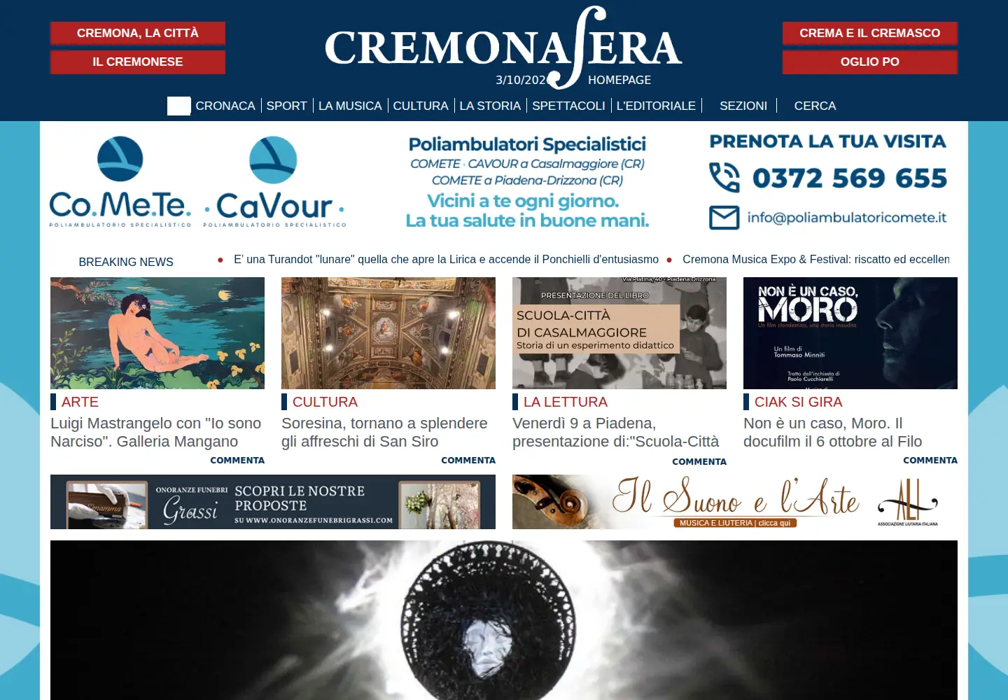 Screenshot of cremonasera.it