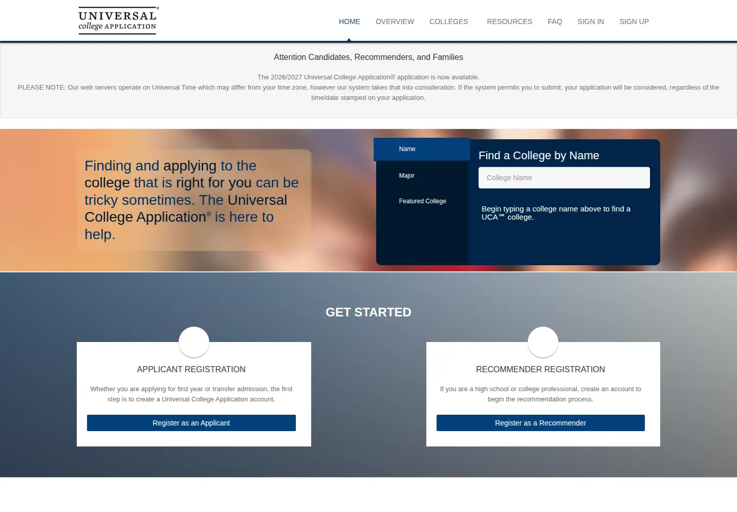 Screenshot of universalcollegeapp.com