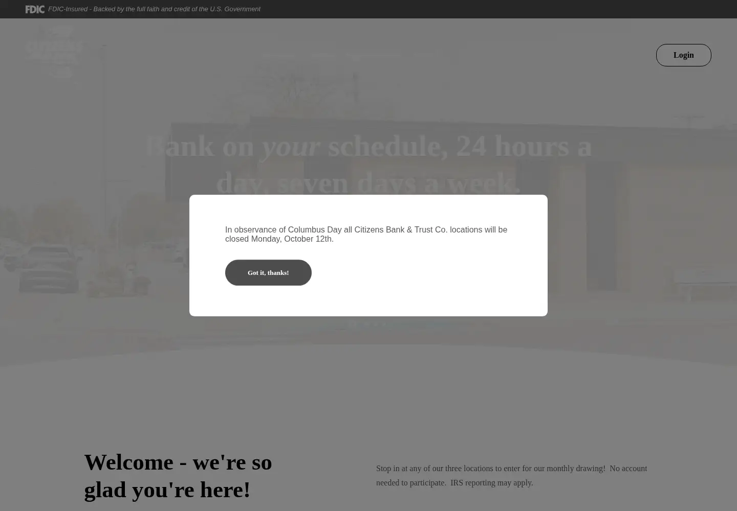 Screenshot of bankwithcitizens.com