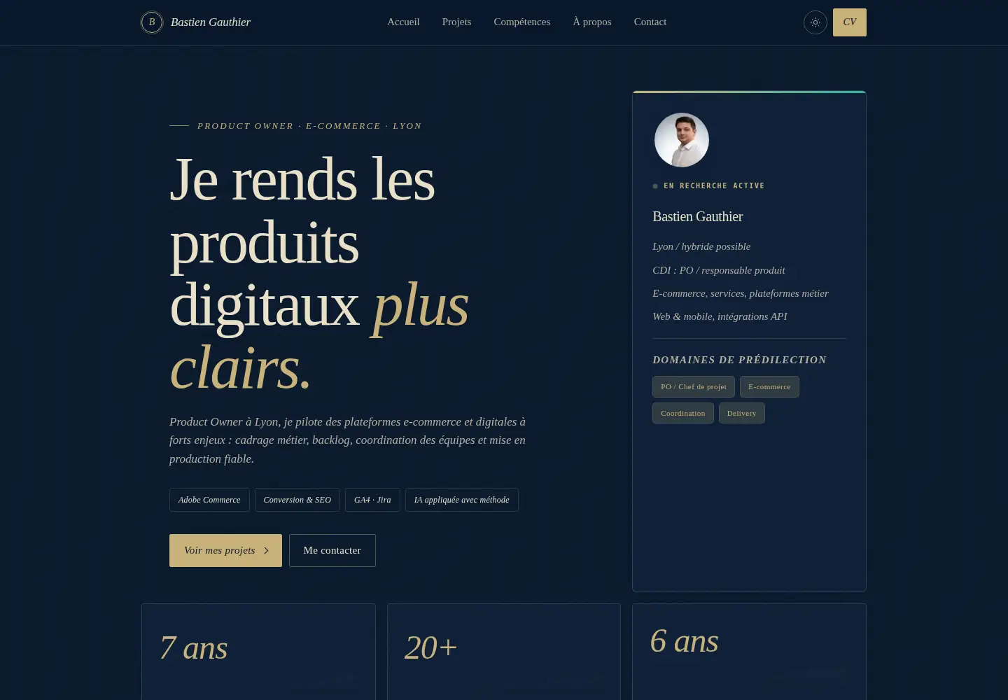 Captured homepage of bastiengauthier.com in the current scan