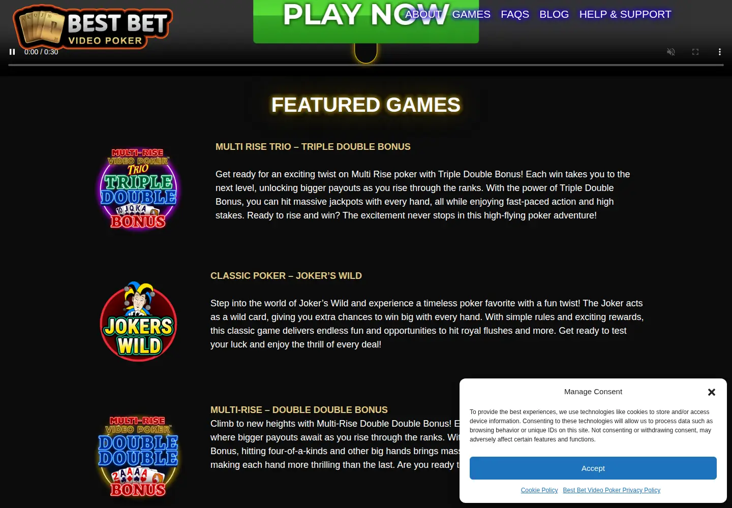 Screenshot of bestbetvideopoker.com