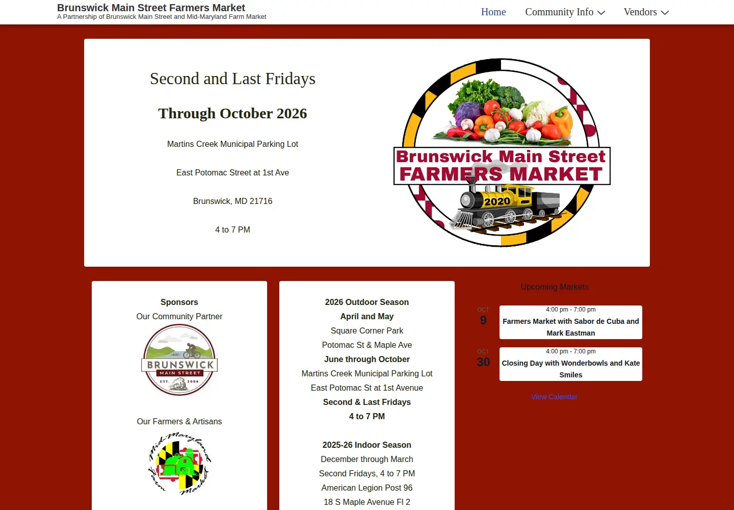 Captured homepage of bmsfarmersmarket.com in the current scan