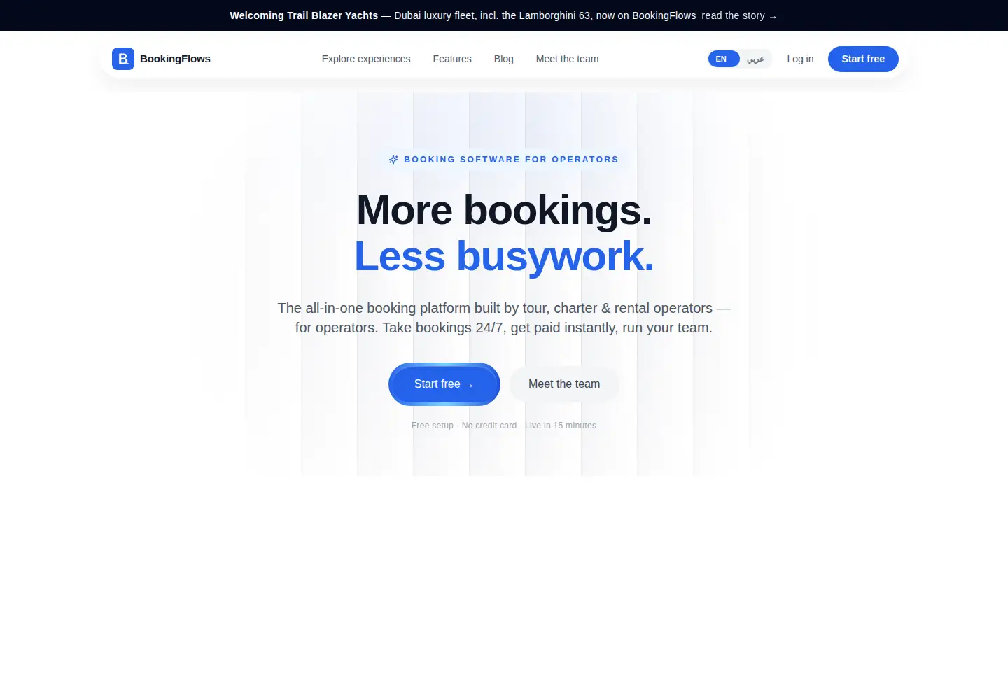 Captured homepage of bookingflows.com in the current scan