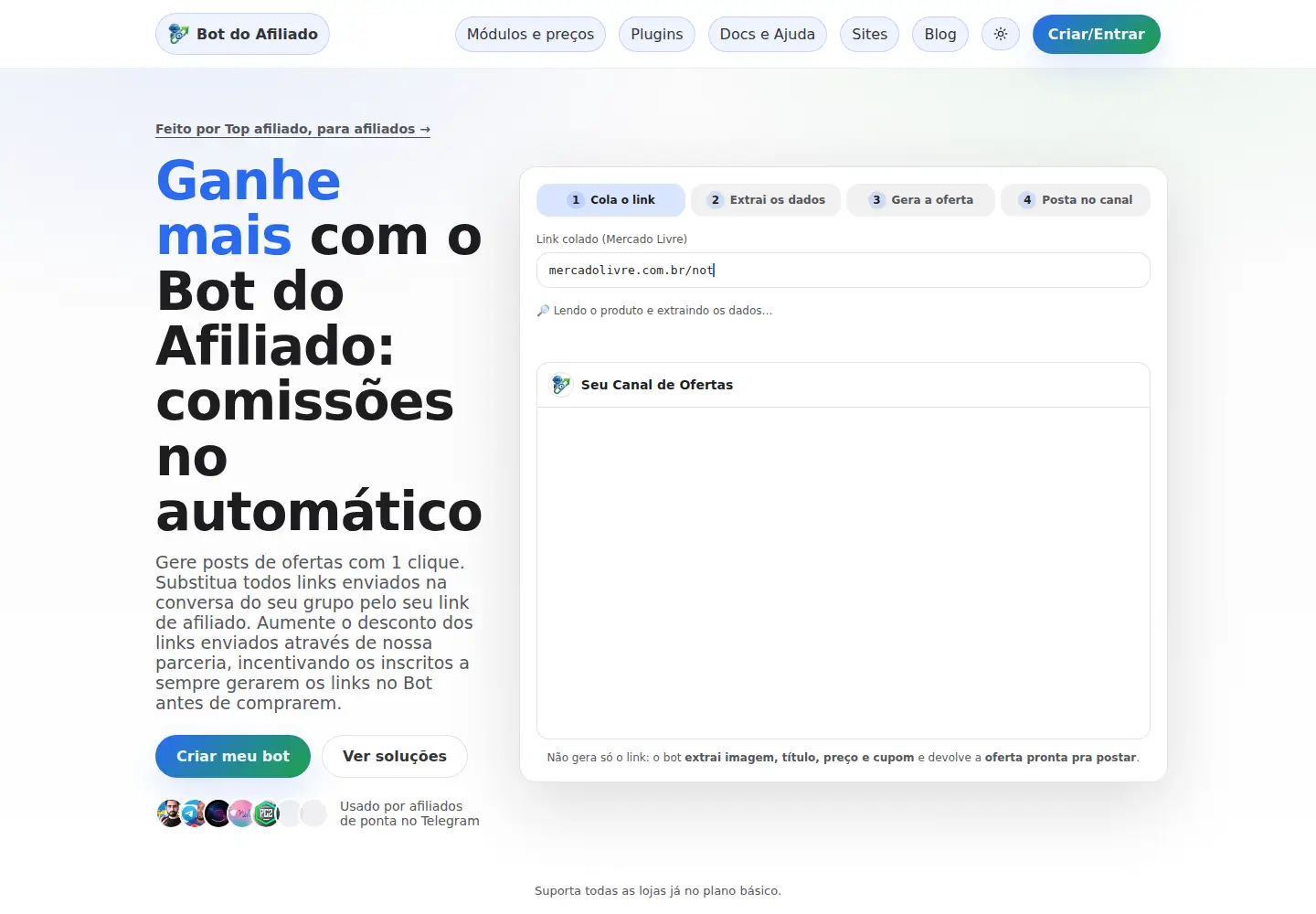 Screenshot of botdoafiliado.com