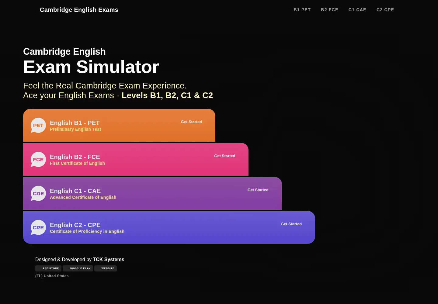 Screenshot of cambridgexam.com