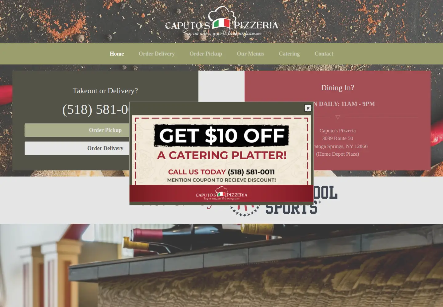 Screenshot of caputospizzeria.com