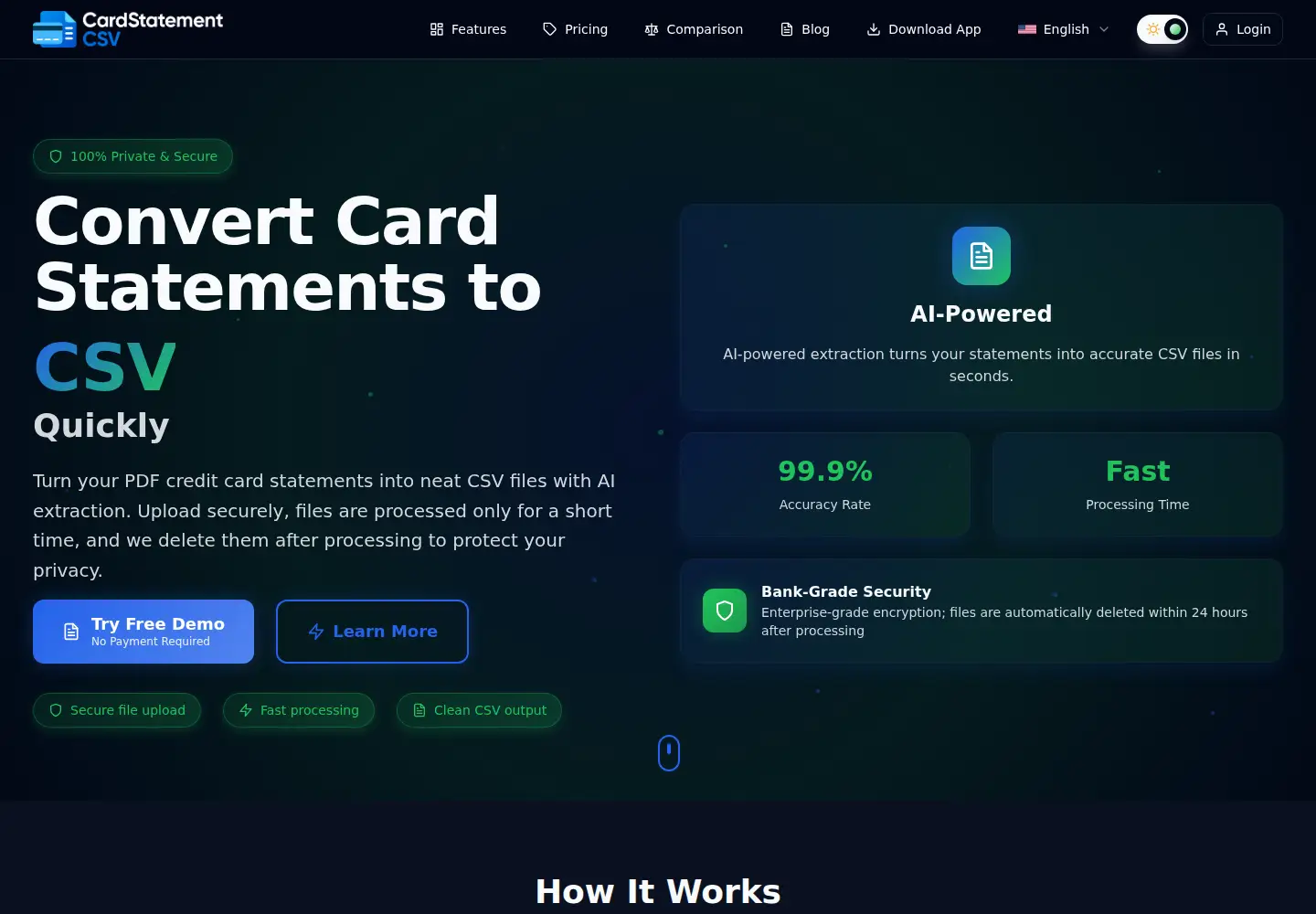 Screenshot of cardstatementcsv.com