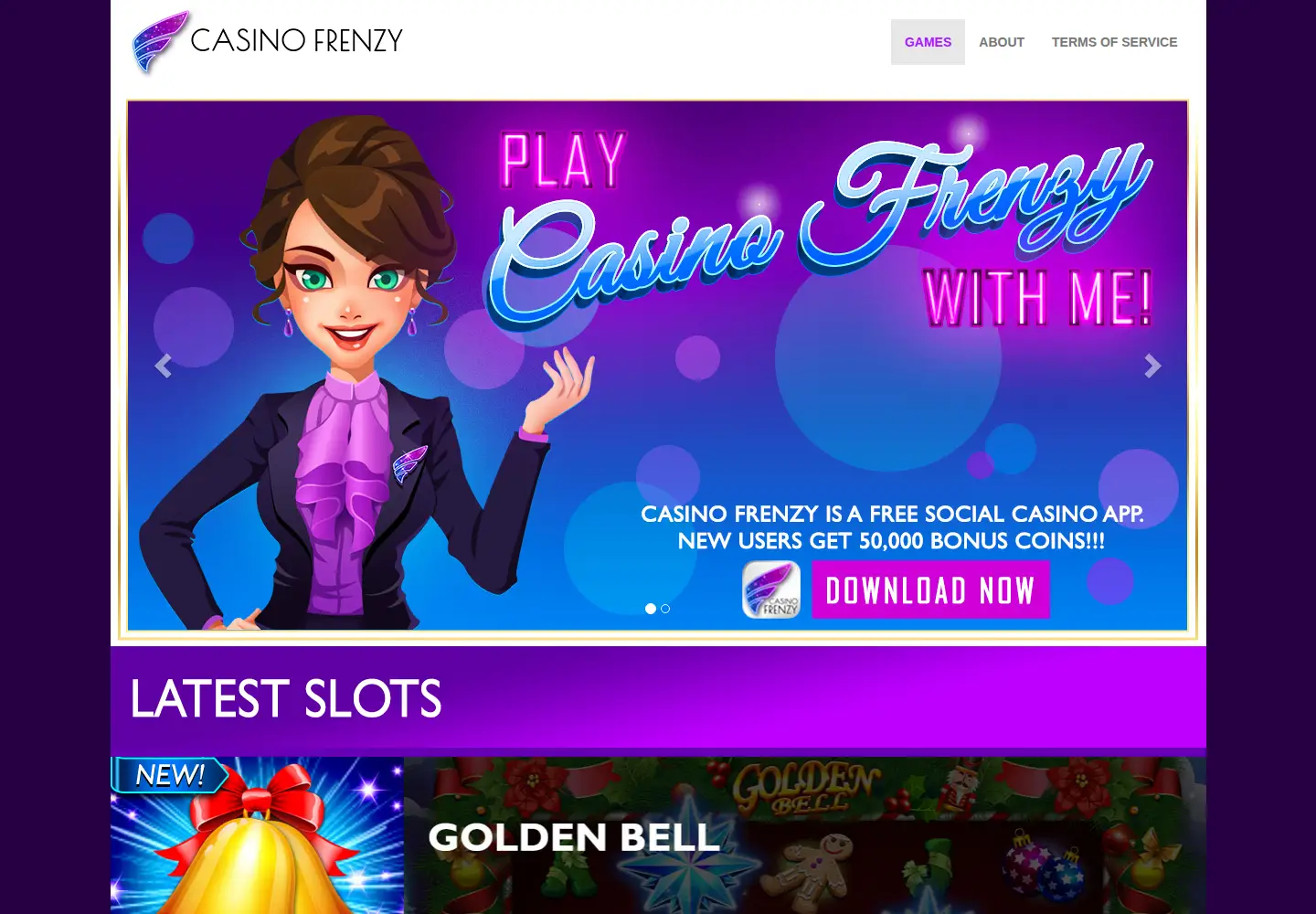 Captured homepage of casinofrenzyapp.com in the current scan