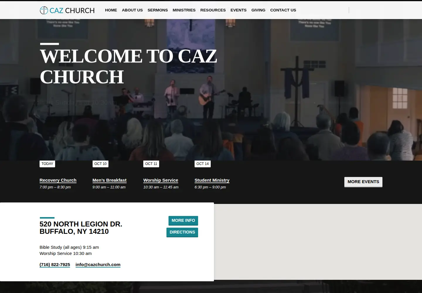 Captured homepage of cazchurch.com in the current scan